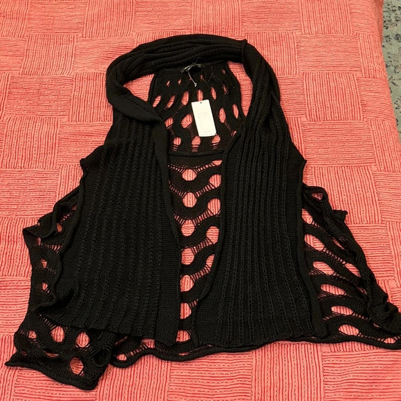 BCBGMaxAzria medium Womens New with tags Black Open-Knit Sweater - Picture 3 of 16